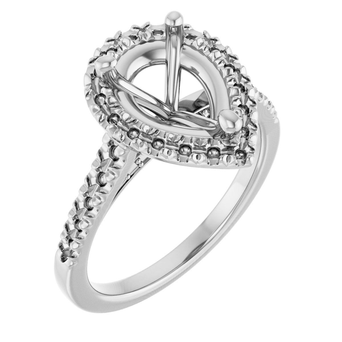French-Set Halo-Style Engagement Ring