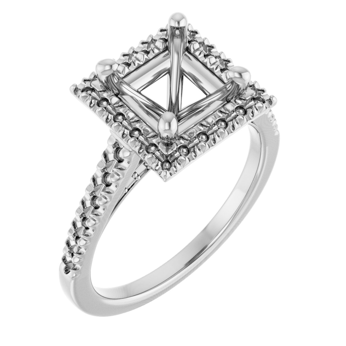 French-Set Halo-Style Engagement Ring