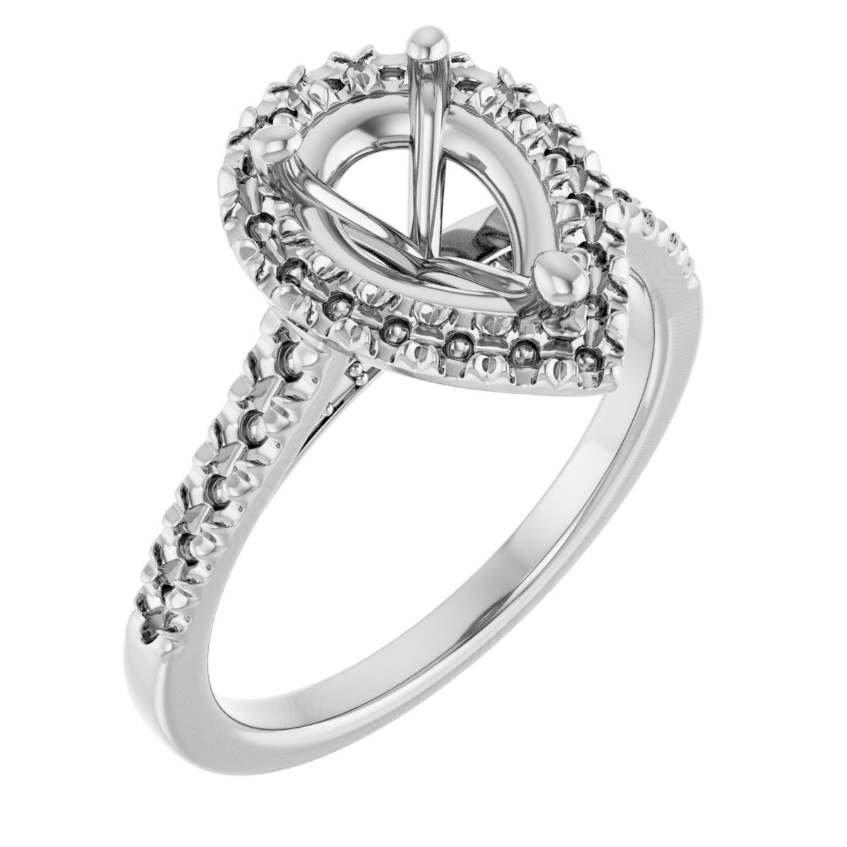 French-Set Halo-Style Engagement Ring