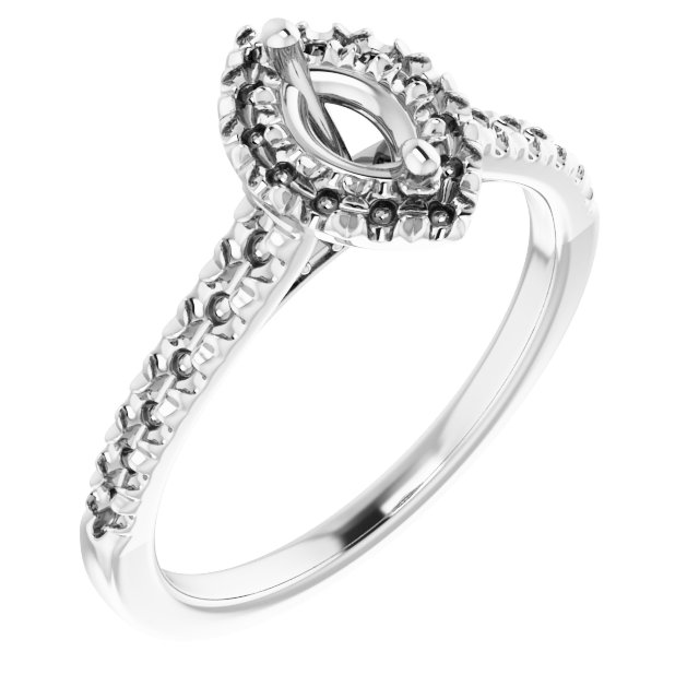 French-Set Halo-Style Engagement Ring
