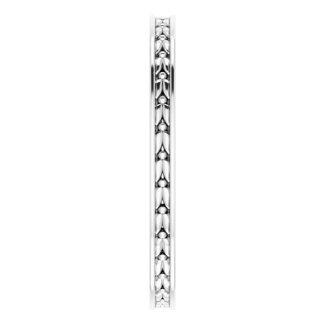 14K White 2 mm Sculptural-Inspired Leaf Band   Size 6.5