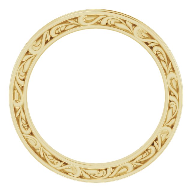 14K Yellow 2 mm Sculptural-Inspired Leaf Band   Size 6