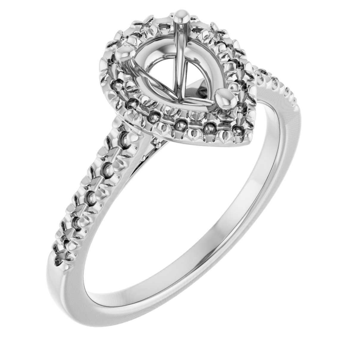 French-Set Halo-Style Engagement Ring