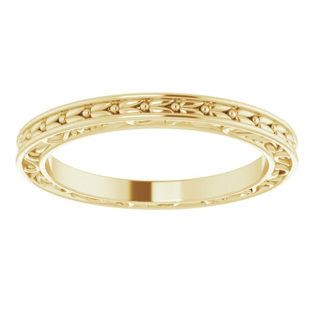 14K Yellow 2 mm Sculptural-Inspired Leaf Band   Size 6