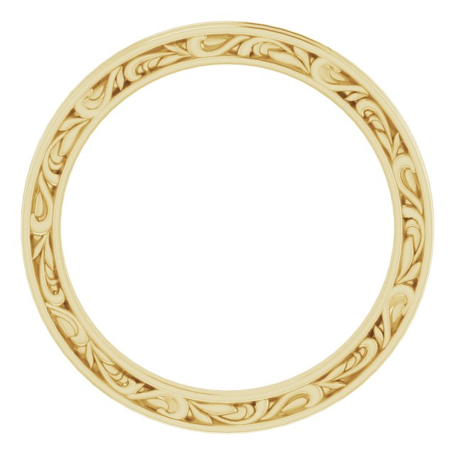 14K Yellow 2 mm Sculptural-Inspired Leaf Band   Size 8