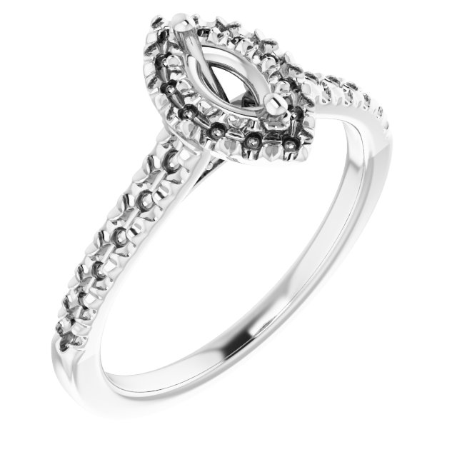French-Set Halo-Style Engagement Ring