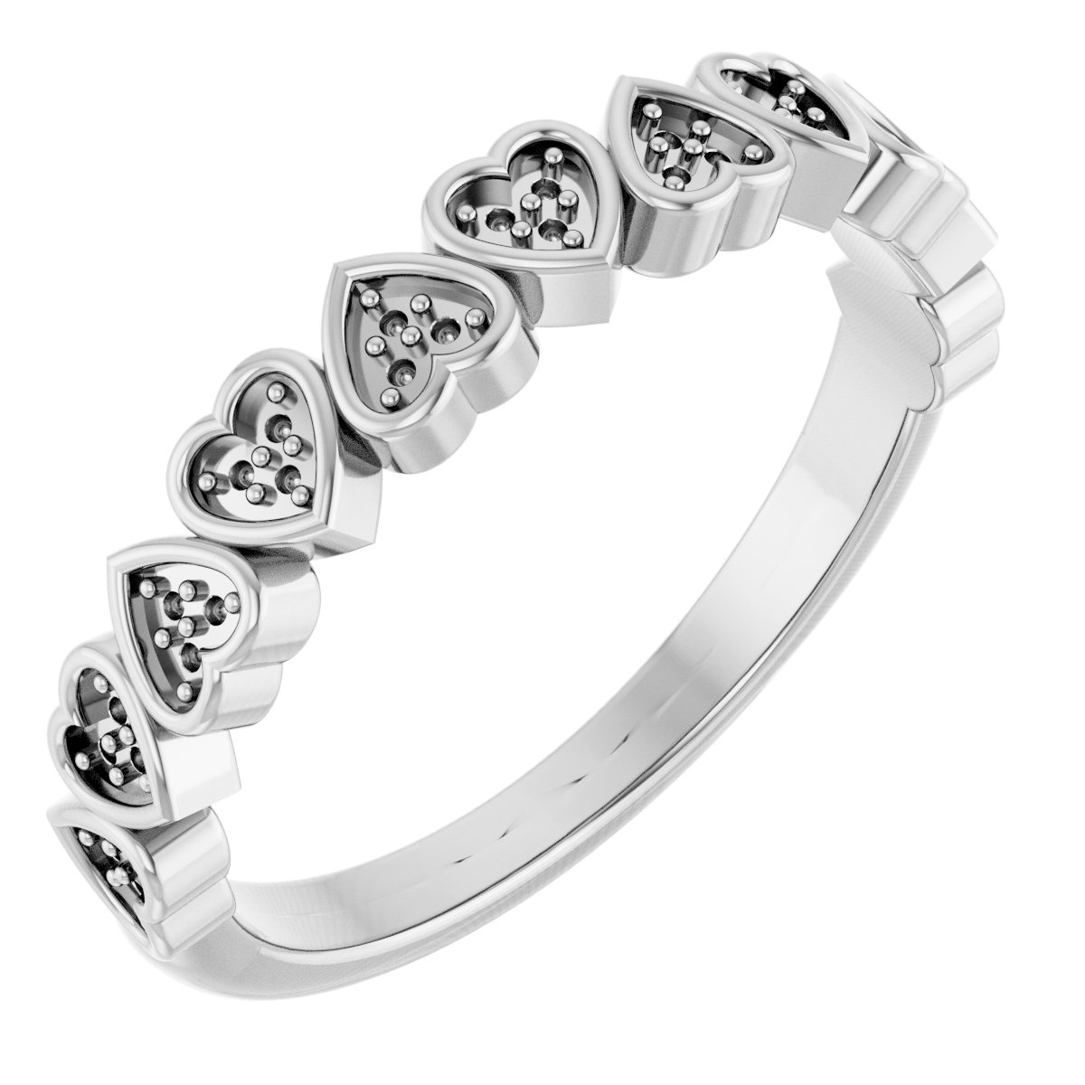 14K White .07 CTW Diamond Heart Anniversary Band  