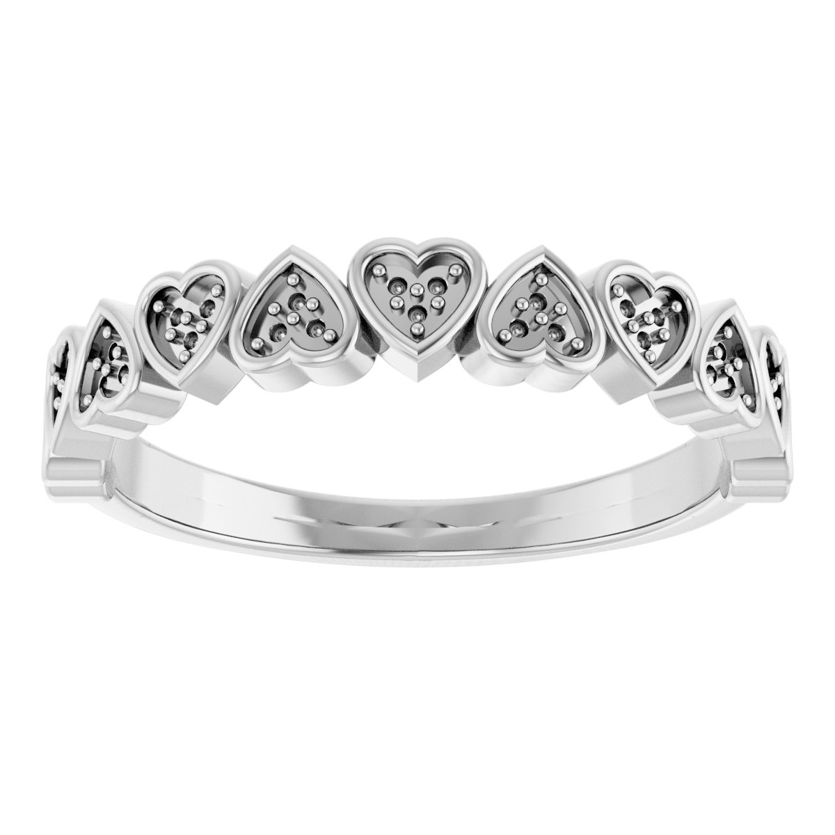 14K White .07 CTW Diamond Heart Anniversary Band  