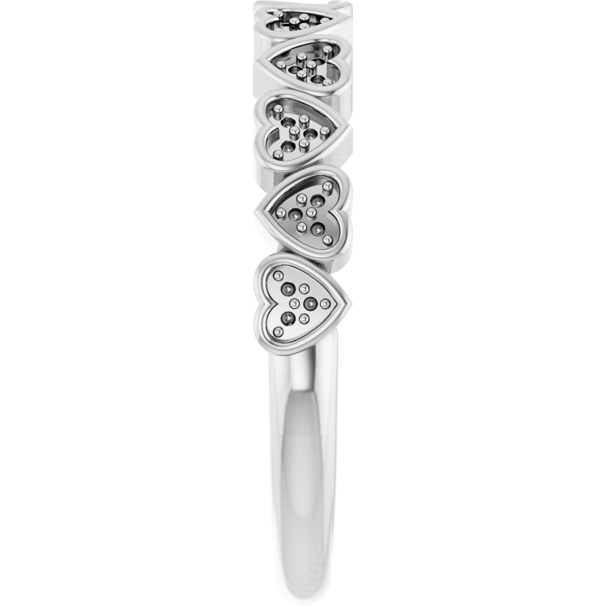 14K White .07 CTW Diamond Heart Anniversary Band  