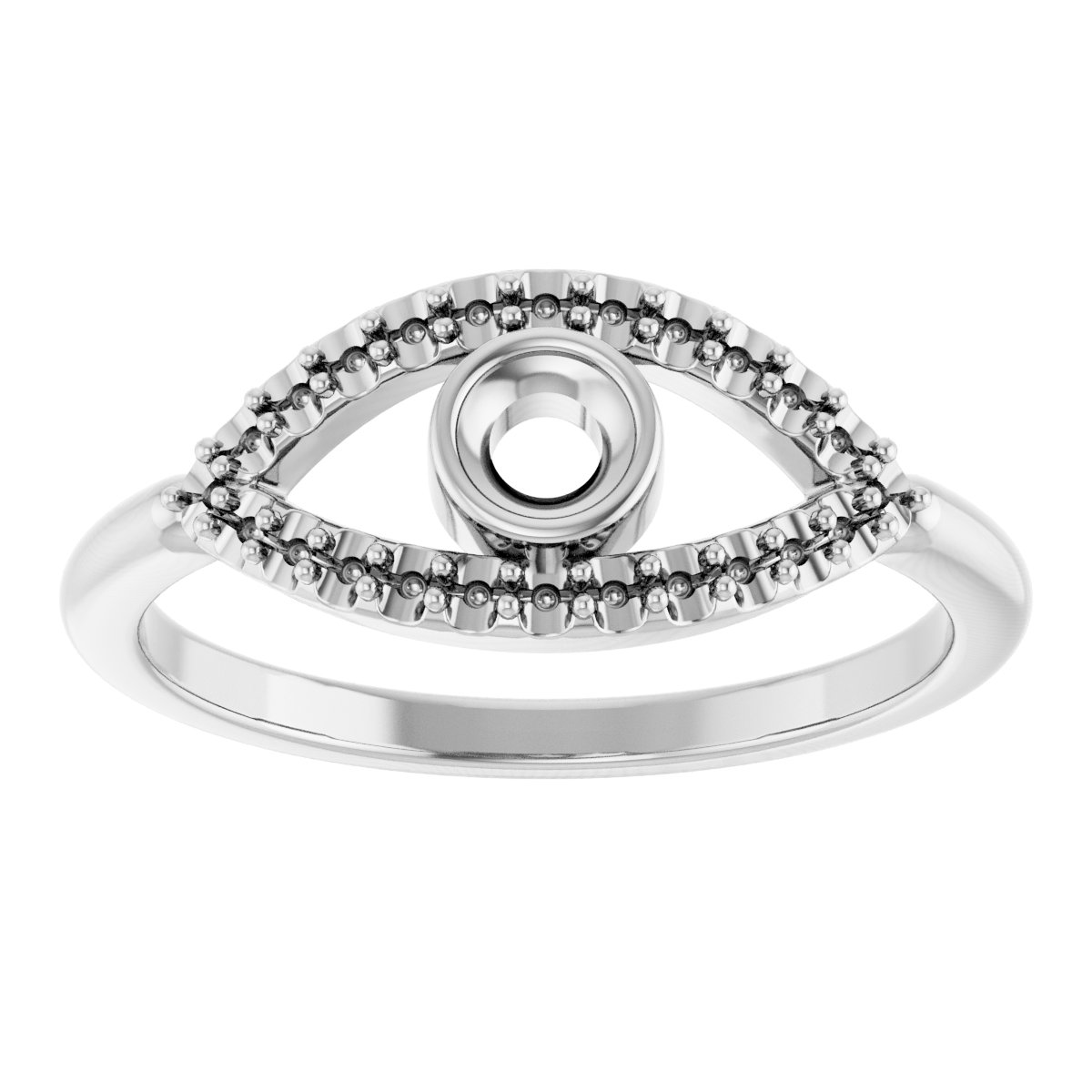 Sterling Silver Natural White Sapphire Evil Eye Ring      