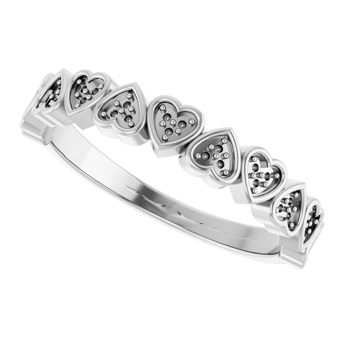 14K White .07 CTW Diamond Heart Anniversary Band  