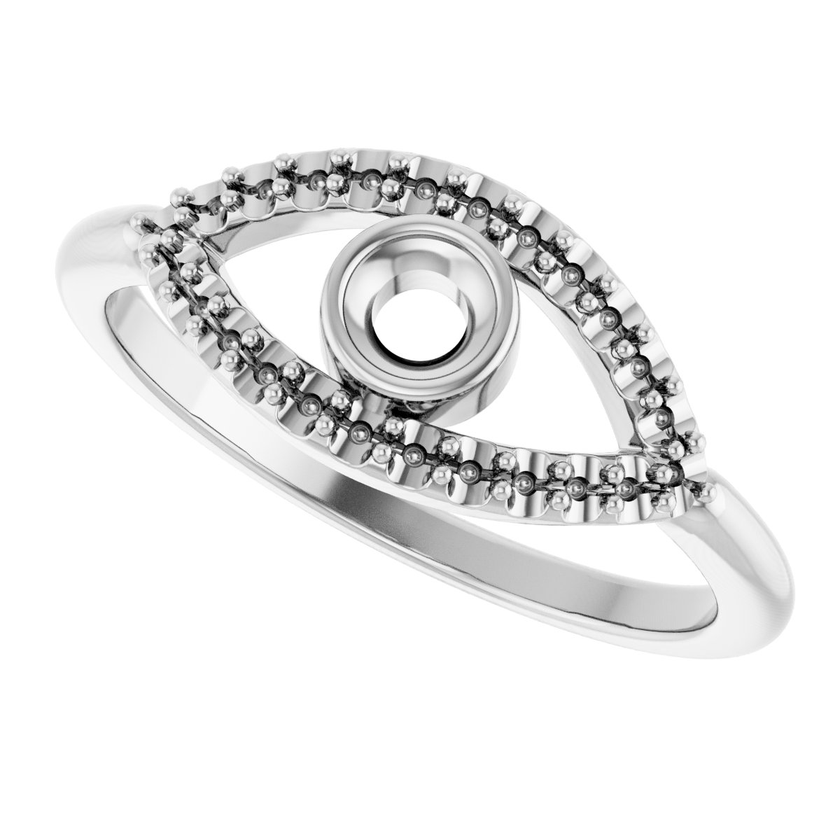 Sterling Silver Natural White Sapphire Evil Eye Ring      