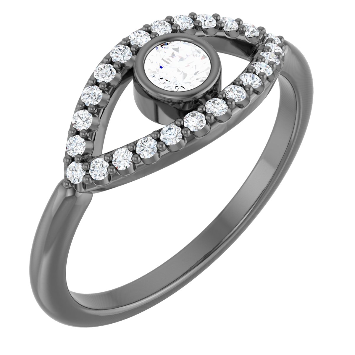 14K White Sapphire Evil Eye Ring Ref 15153703