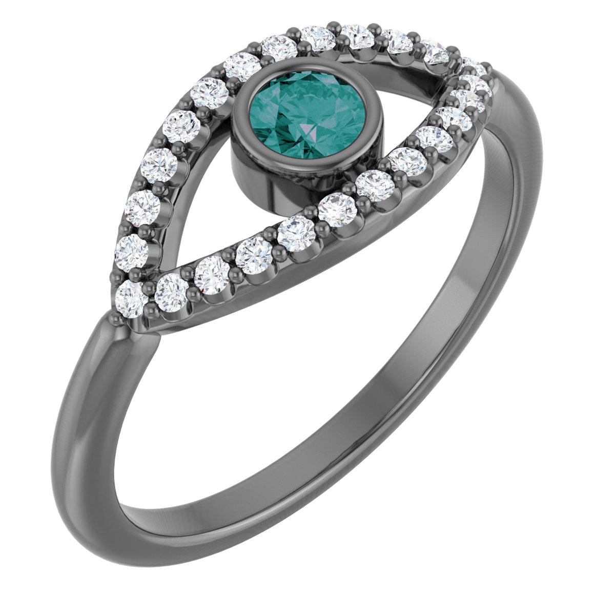 Sterling Silver Alexandrite and White Sapphire Evil Eye Ring Ref 15153707