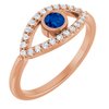 14K Rose Chatham Created Blue Sapphire and White Sapphire Evil Eye Ring Ref 15153744