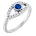 Sterling Silver Lab-Grown Blue Sapphire & Natural White Sapphire Evil Eye Ring