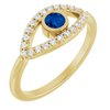 14K Yellow Blue Sapphire and White Sapphire Evil Eye Ring Ref 15056098
