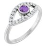 Sterling Silver Amethyst and White Sapphire Evil Eye Ring Ref 15153694