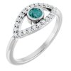 14K White Chatham Created Alexandrite and White Sapphire Evil Eye Ring Ref 15153664