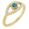 14K Yellow Alexandrite and White Sapphire Evil Eye Ring Ref 15153724