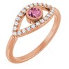 14K Rose Pink Tourmaline and White Sapphire Evil Eye Ring Ref 15153745