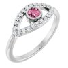 14K White Pink Tourmaline and White Sapphire Evil Eye Ring Ref 15153715