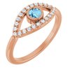 14K Rose Aquamarine and White Sapphire Evil Eye Ring Ref 15153735