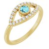 14K Yellow Blue Zircon and White Sapphire Evil Eye Ring Ref 15153732
