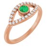 14K Rose Emerald and White Sapphire Evil Eye Ring Ref 15153737