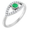 14K White Emerald and White Sapphire Evil Eye Ring Ref 15153661