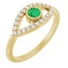 14K Yellow Emerald and White Sapphire Evil Eye Ring Ref 15153722