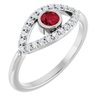 Sterling Silver Ruby and White Sapphire Evil Eye Ring Ref 15153709