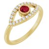 14K Yellow Ruby and White Sapphire Evil Eye Ring Ref 15153726