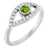 Sterling Silver Peridot and White Sapphire Evil Eye Ring Ref 15153711