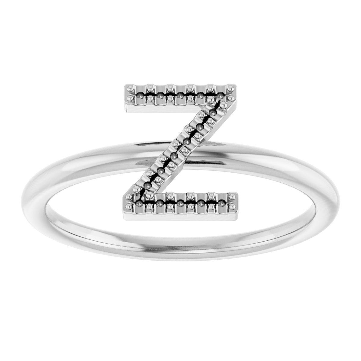 14K White .06 CTW Diamond Initial Z Ring