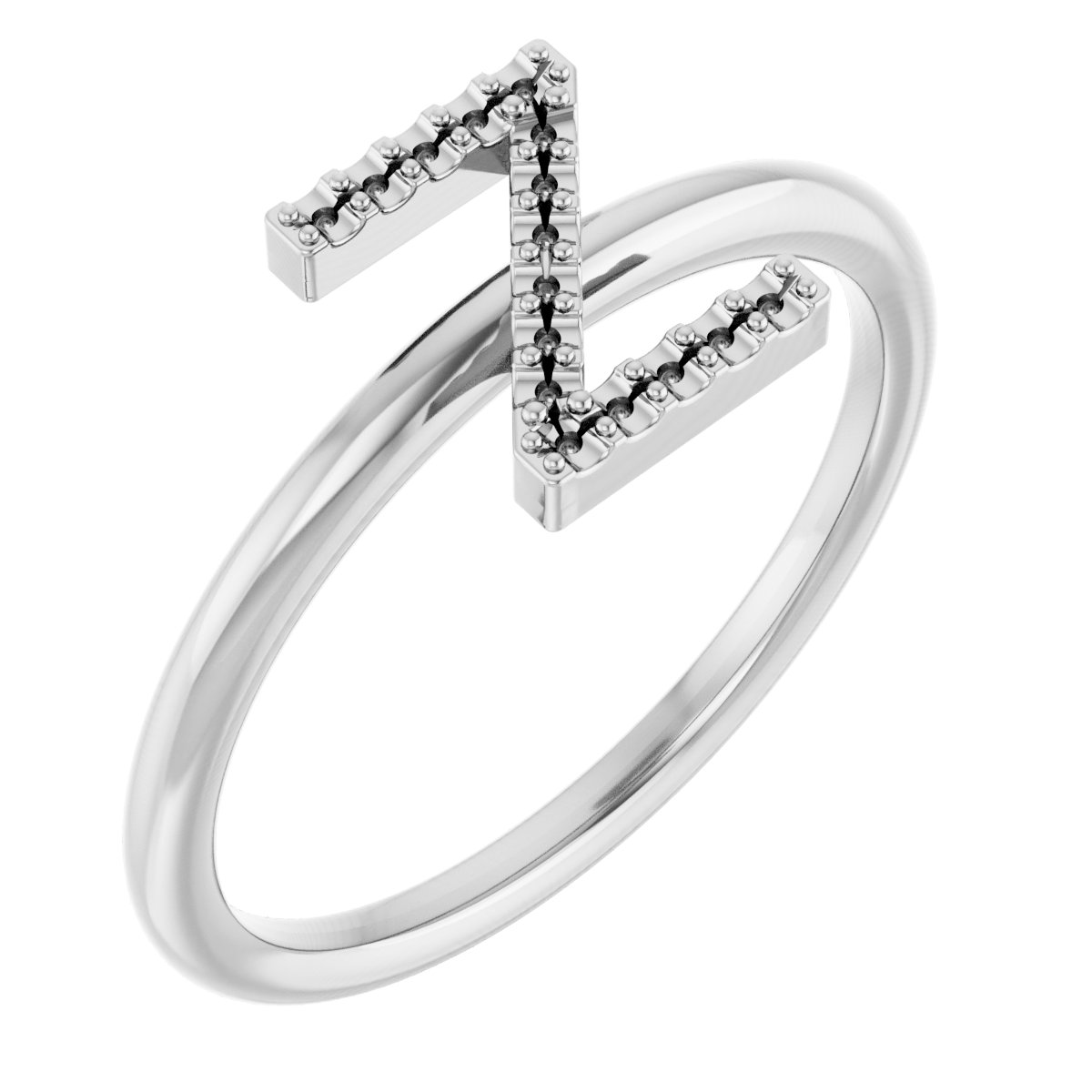 18K Palladium White Accented Initial Z Ring Mounting