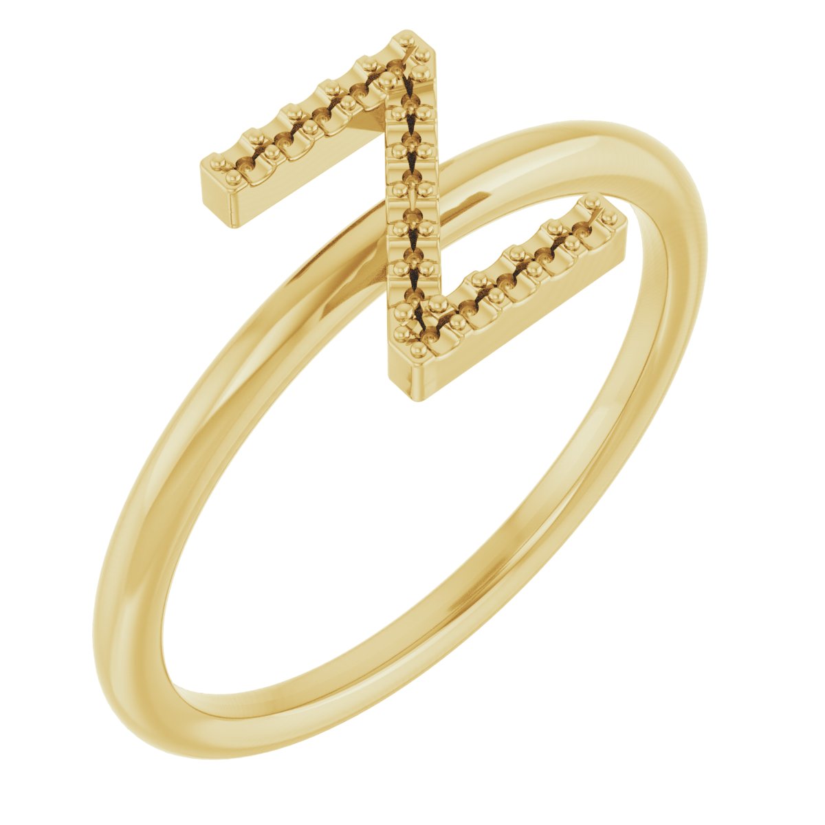 10K Yellow Accented Initial Z Ring Mounting