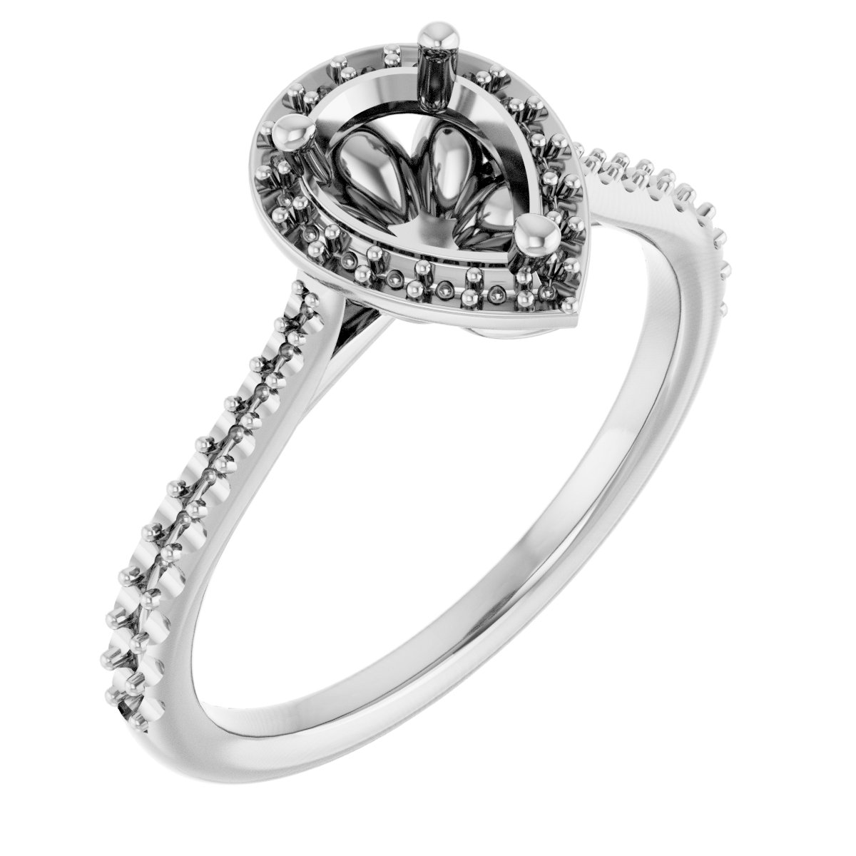 14K White 7x5 mm Pear 1/3 CTW Natural Diamond Semi-Set Engagement Ring  