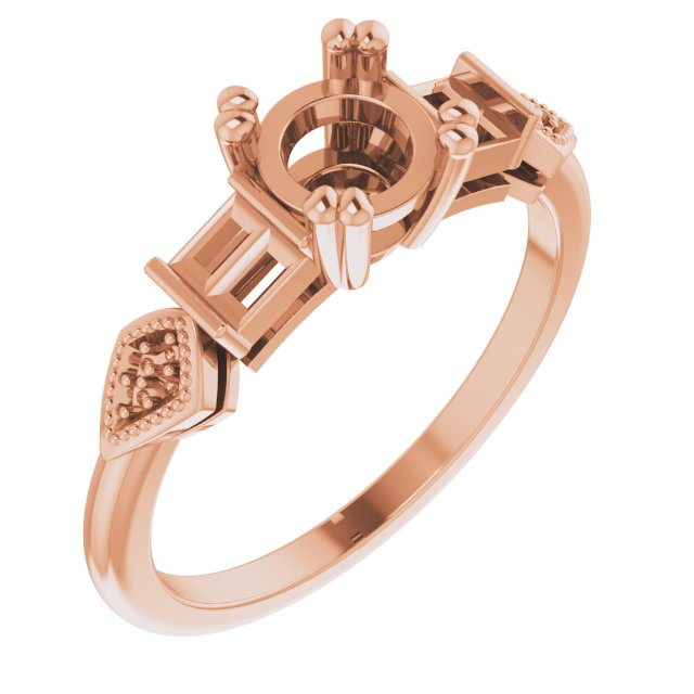 10K Rose 5.8 mm Round Vintage-Inspired Engagement Ring Mounting