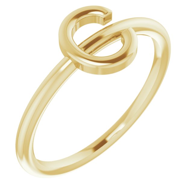 14K Yellow Initial C Ring