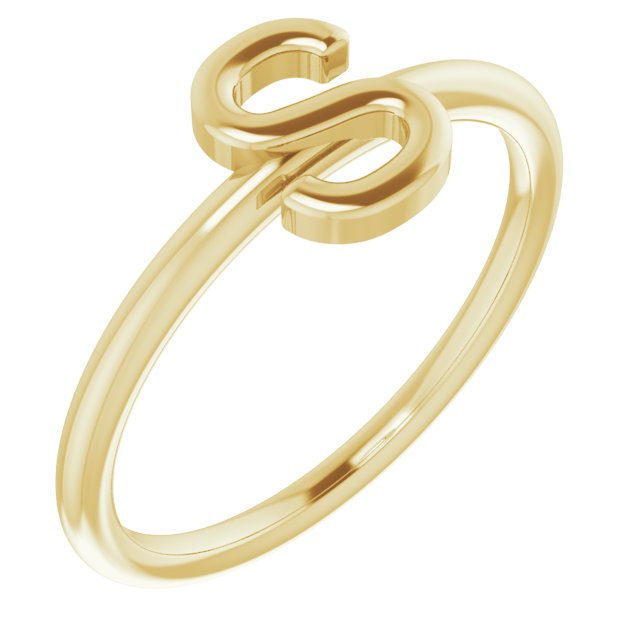 14K Yellow Initial S Ring