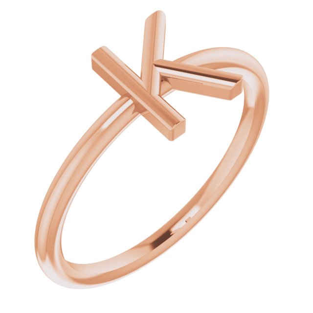 14K Rose Initial K Ring