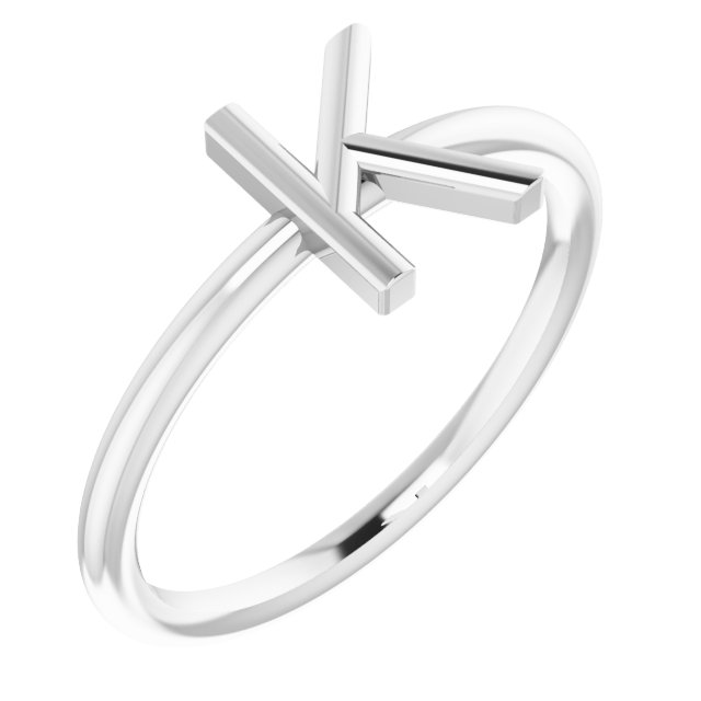 14K White Initial K Ring