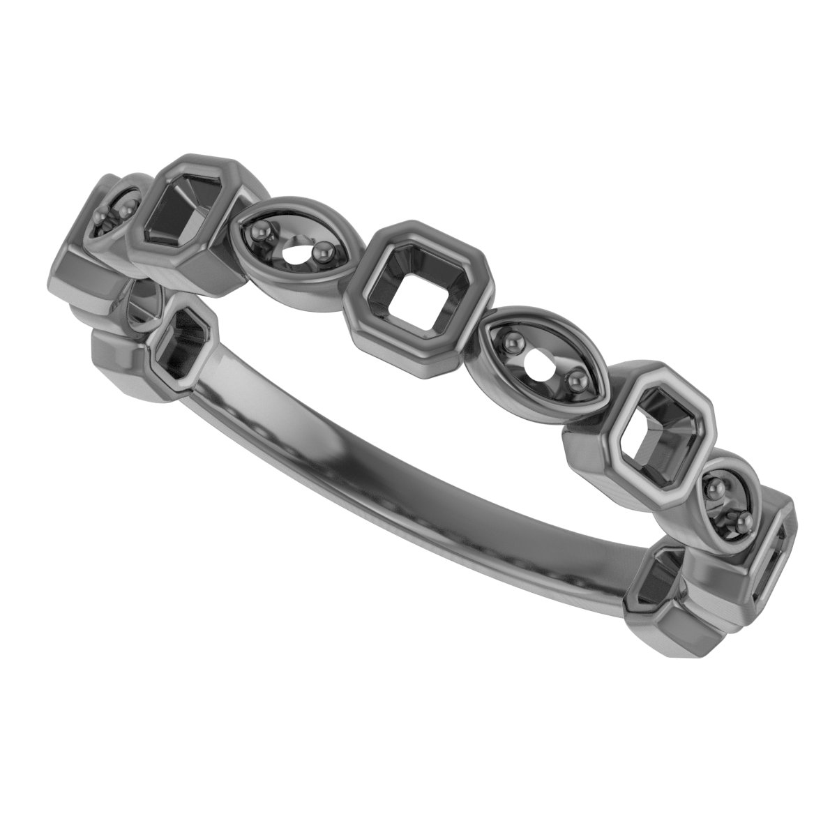 5x3 mm Emerald Anniversary Band Mounting view 5