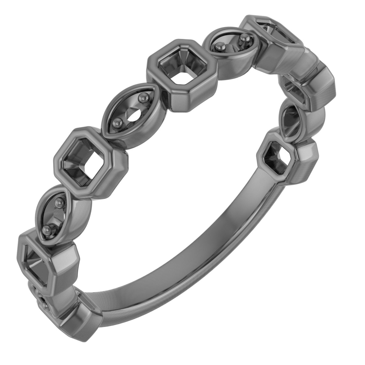 5x3 mm Emerald Anniversary Band Mounting