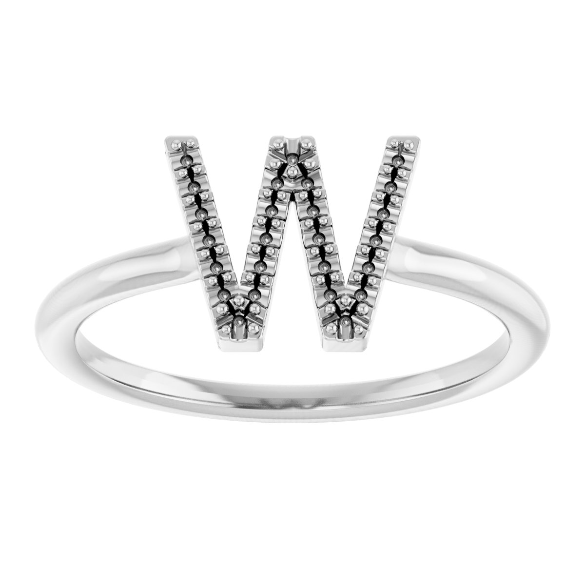 14K White .07 CTW Diamond Initial W Ring
