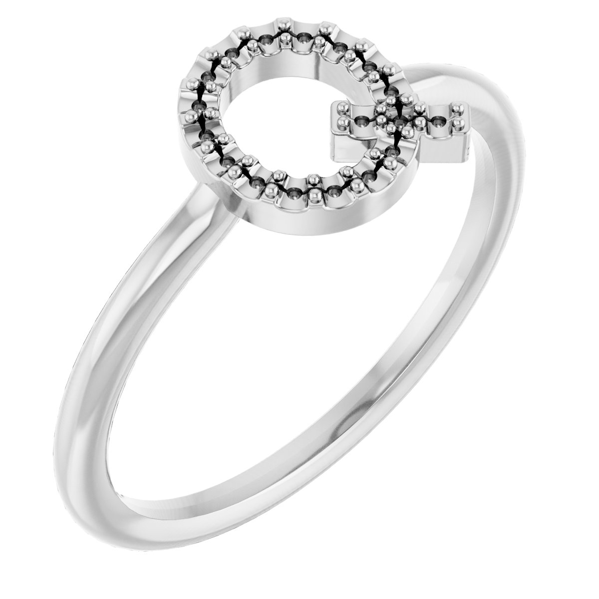 Sterling Silver Accented Initial Q Ring Mounting