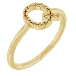 14K Yellow Accented Initial Q Ring Mounting