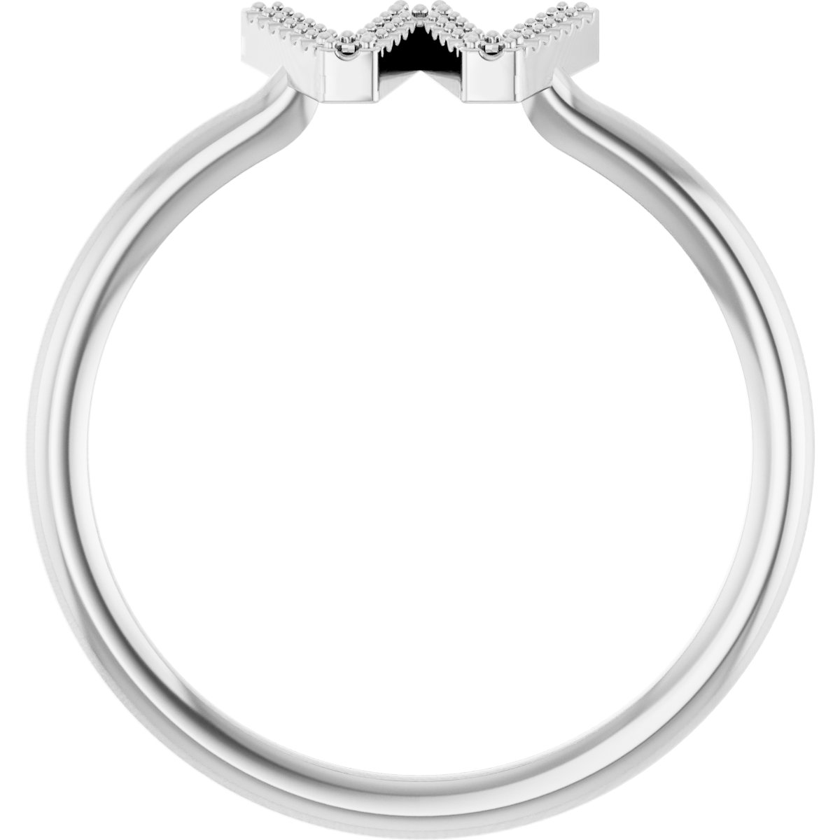 14K White .07 CTW Diamond Initial W Ring