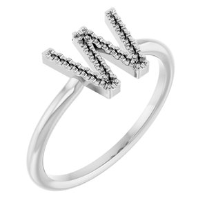 Continuum Sterling Silver Accented Initial W Ring Mounting